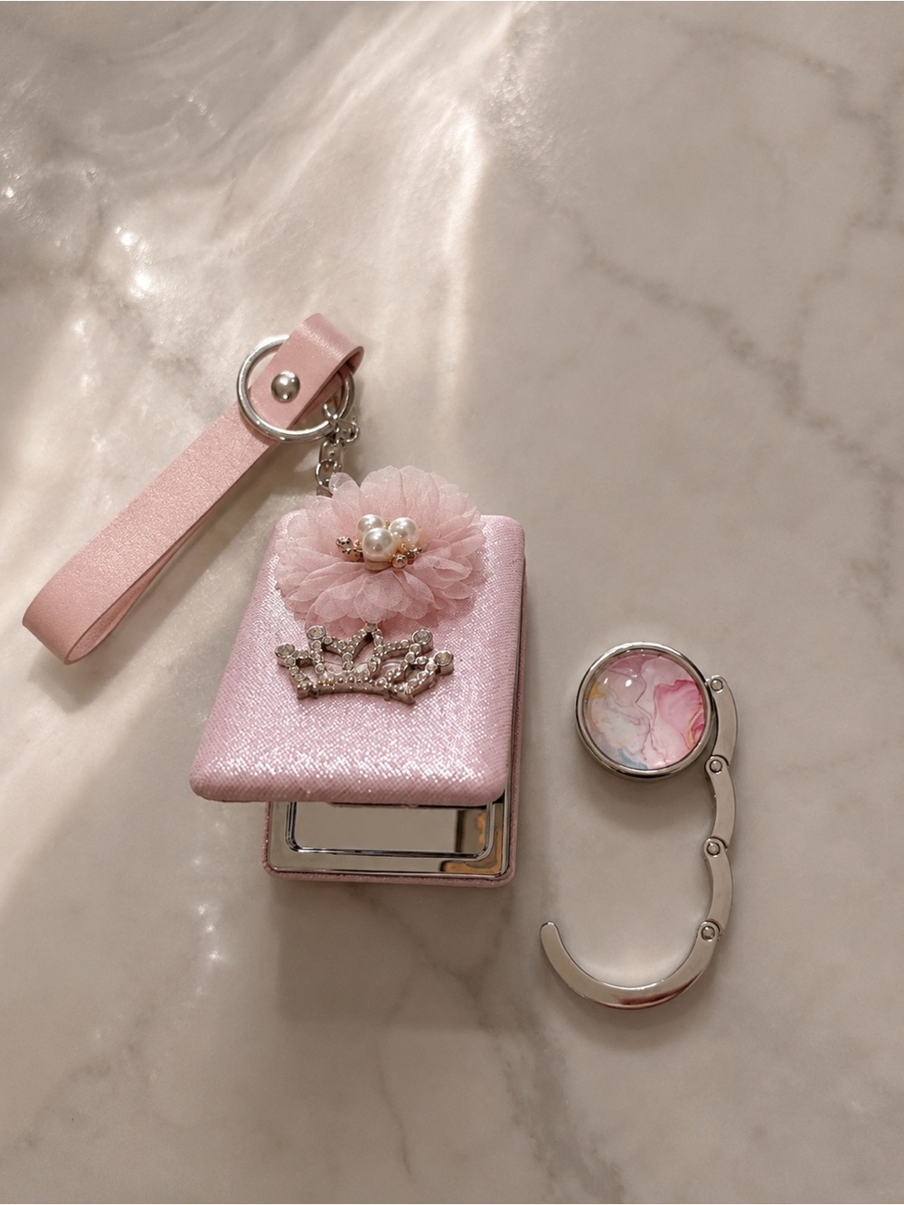 Pink Princess Keychain Purse Hook for Kids